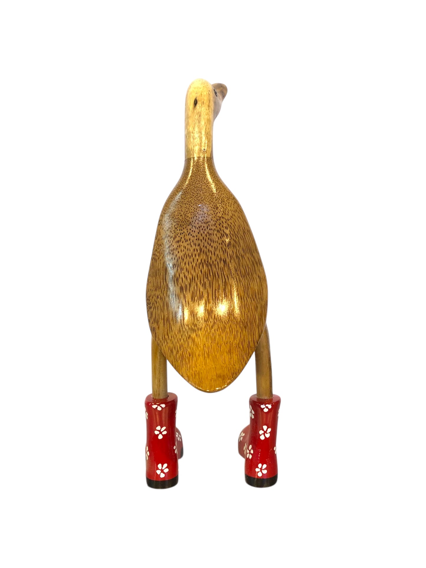 Papera in Legno con Stivali Rossi – Scultura Artigianale Country Chic