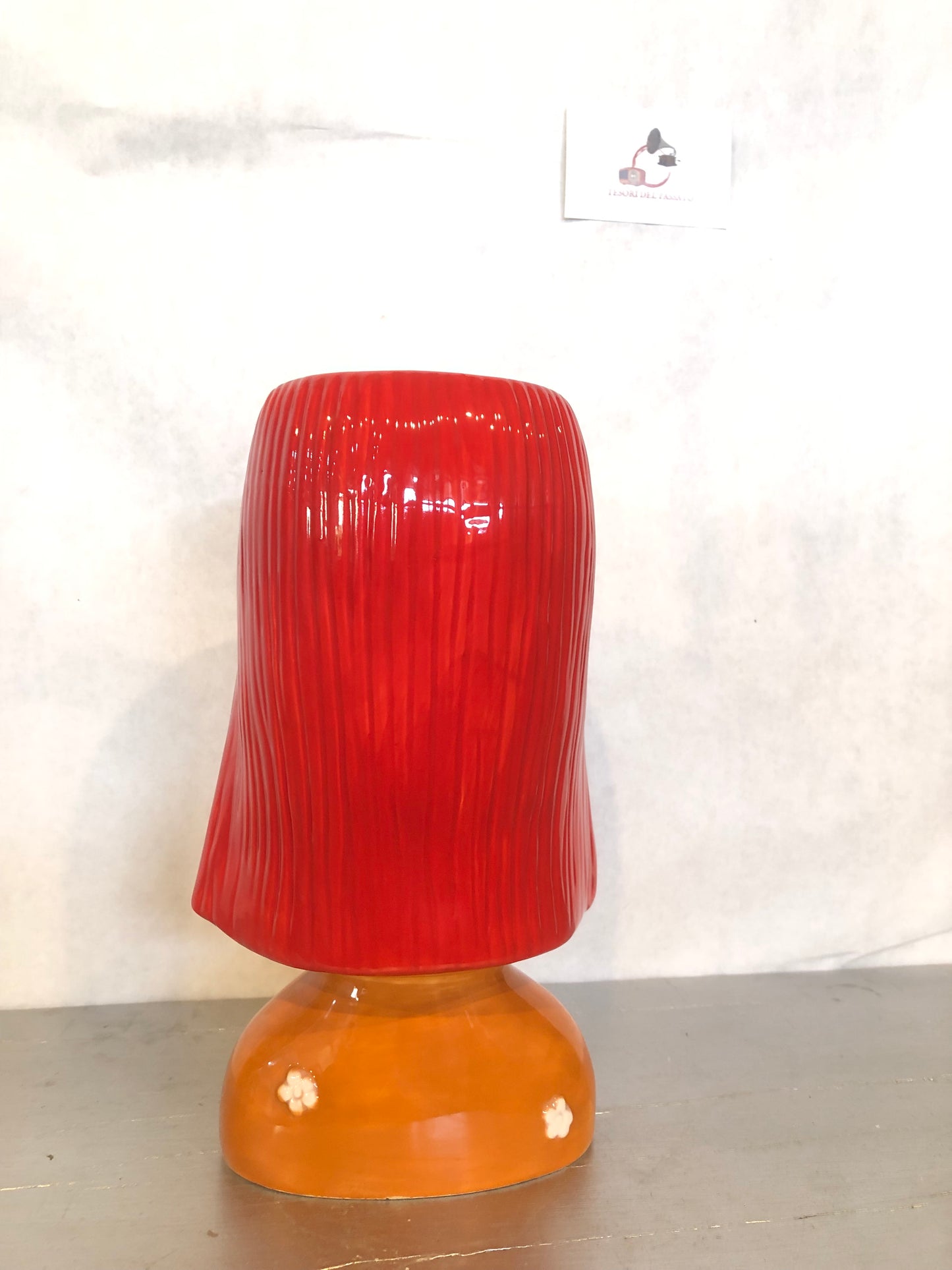 Vaso Volto Donna in Ceramica – Testa Decorativa Capelli Rossi Moderno Design