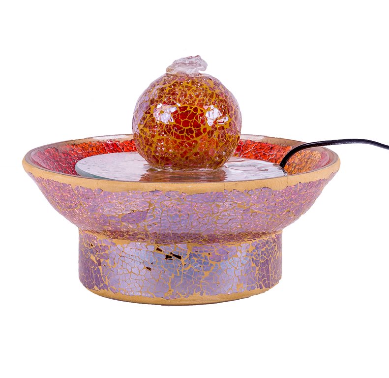 Fontana da Tavolo in Mosaico di Vetro con Sfera – Fontanella Zen Decorativa