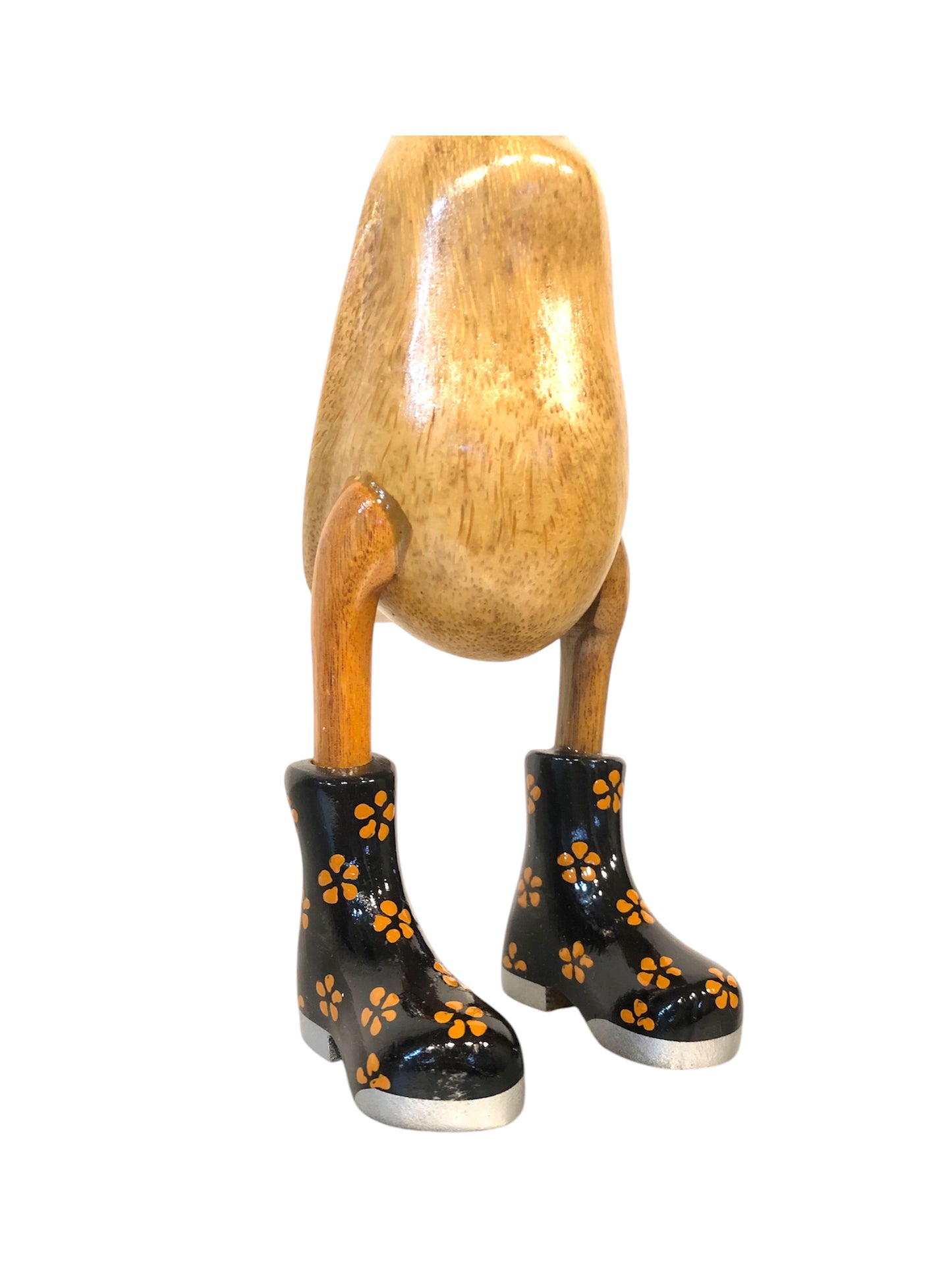Papera in Legno con Cappello e Stivali Neri – Statuetta Artigianale Decorativa