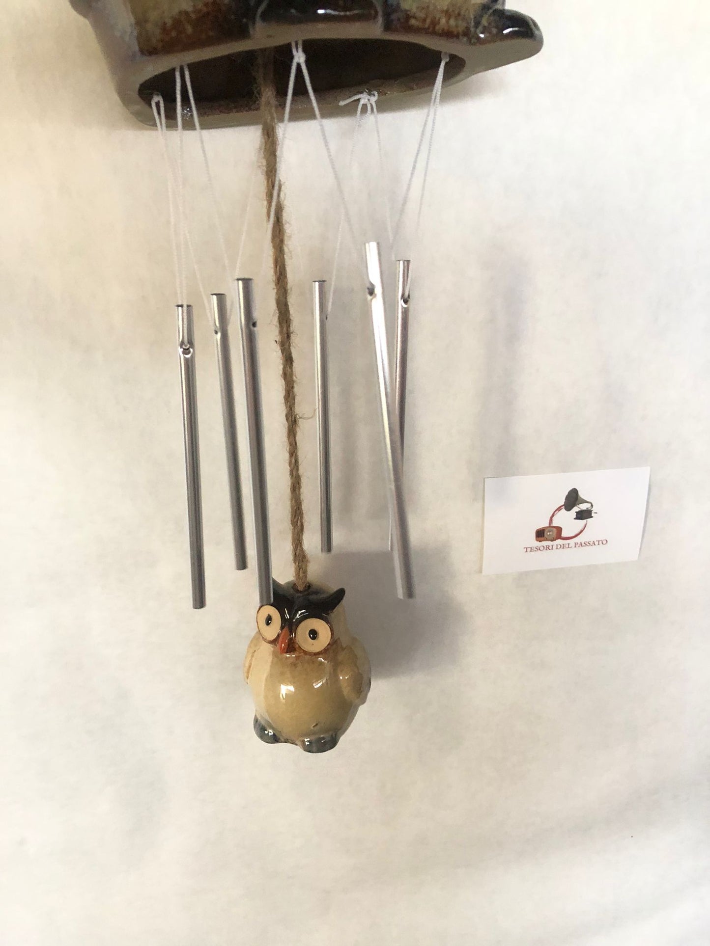 Pendaglio a Vento Gufi in Ceramica – Wind Chime Decorativo Portafortuna