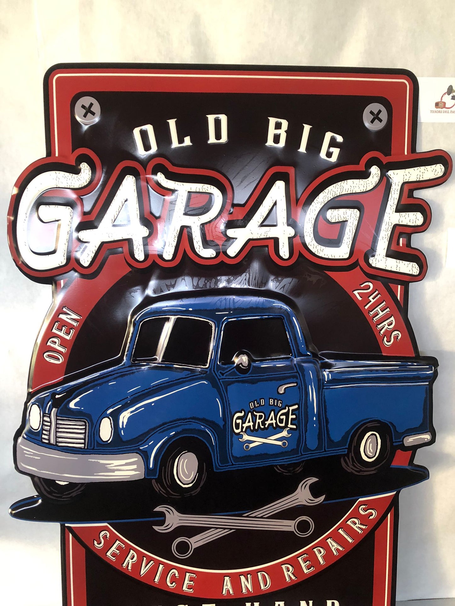 Insegna Garage Vintage in Metallo – Old Big Garage Service & Repairs