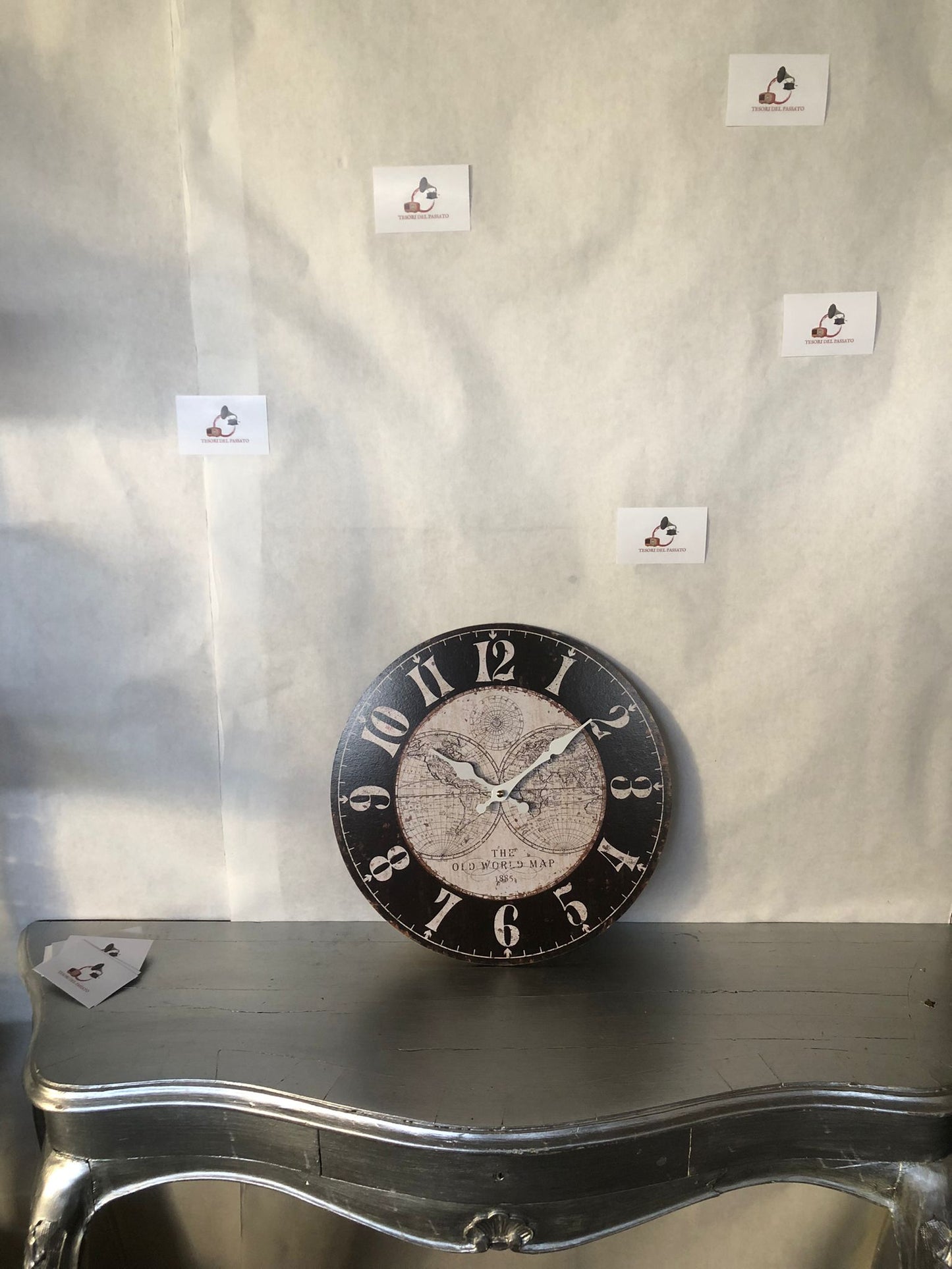 Orologio da parete vintage mappa del mondo – Stile antico, decorazione casa e ufficio