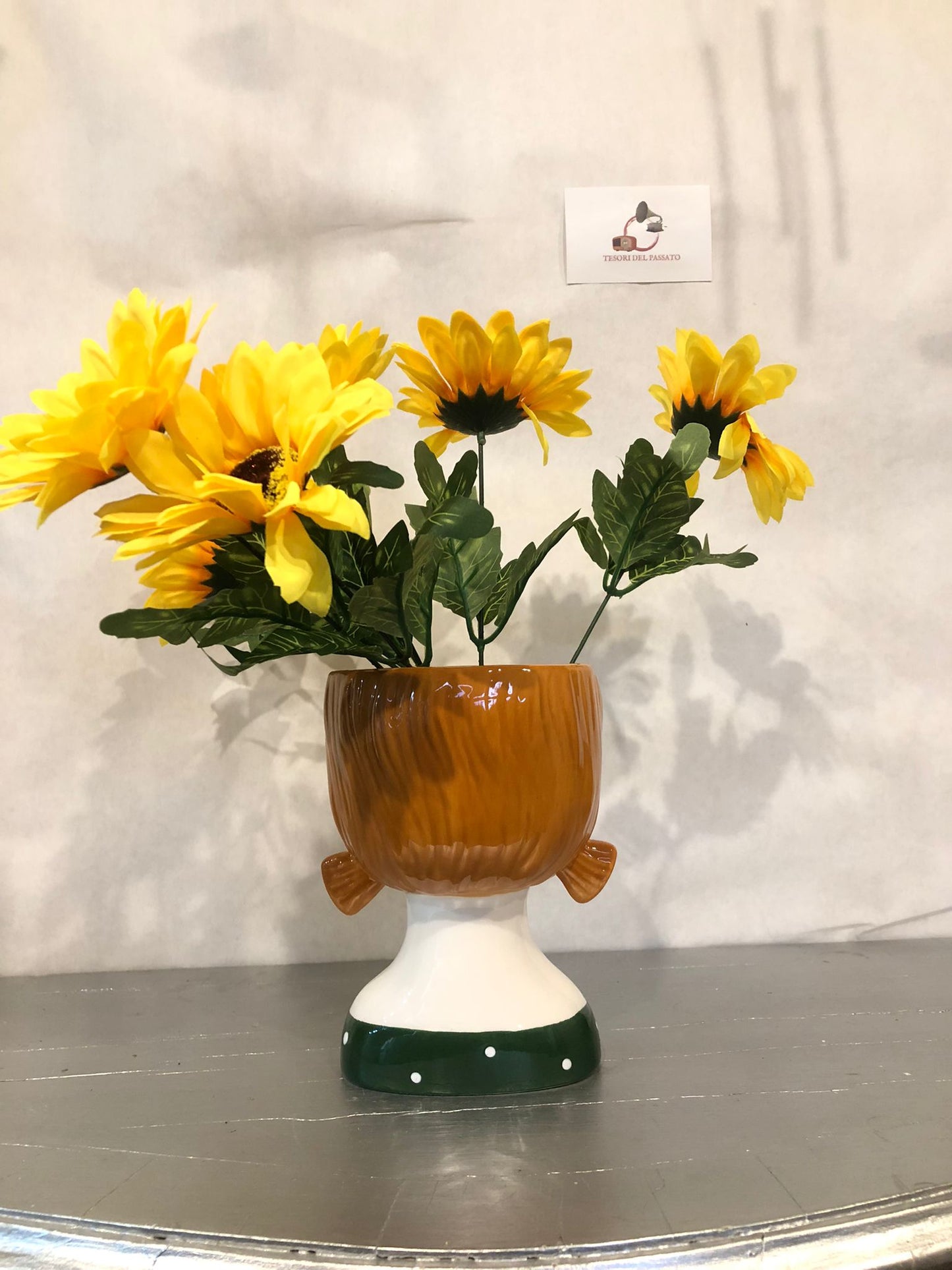 Vaso Volto Donna con Capelli Rossi in Ceramica – Porta Fiori e Decorazione Design Moderno