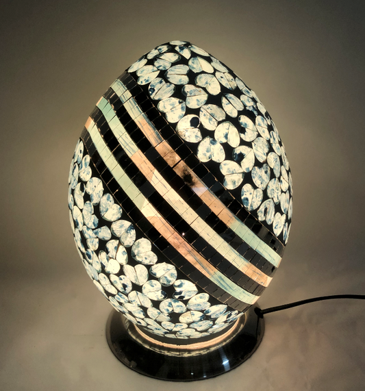 Lampada da Tavolo a Uovo in Mosaico di Vetro – Abat Jour Decorativa