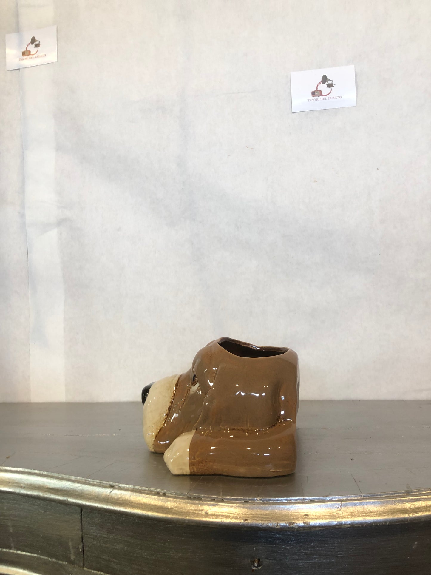 Vasetto Cane in Ceramica – Porta Piantine Decorativo Cucciolo Marrone