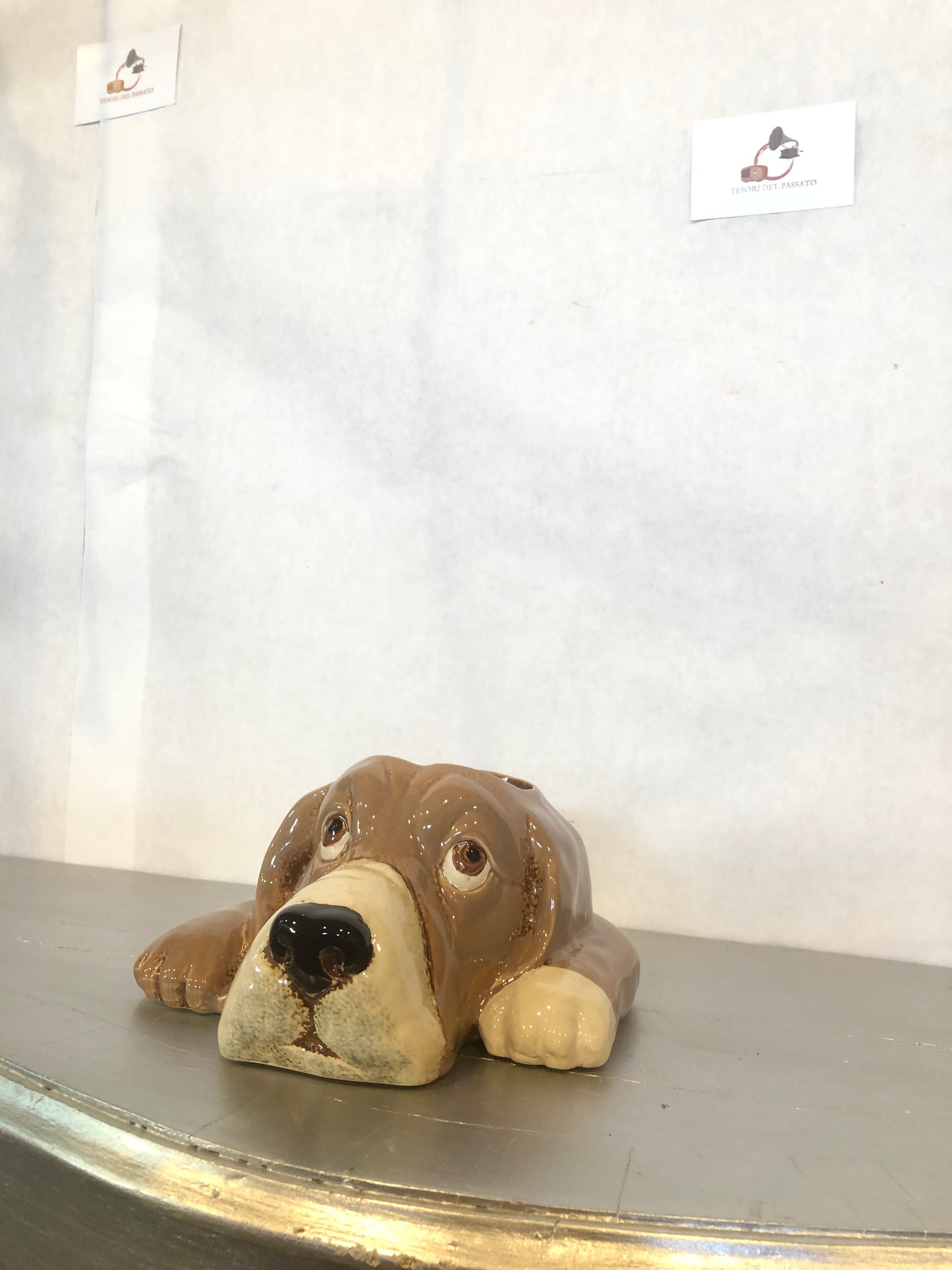 Vasetto Cane in Ceramica – Porta Piantine Decorativo Cucciolo Marrone