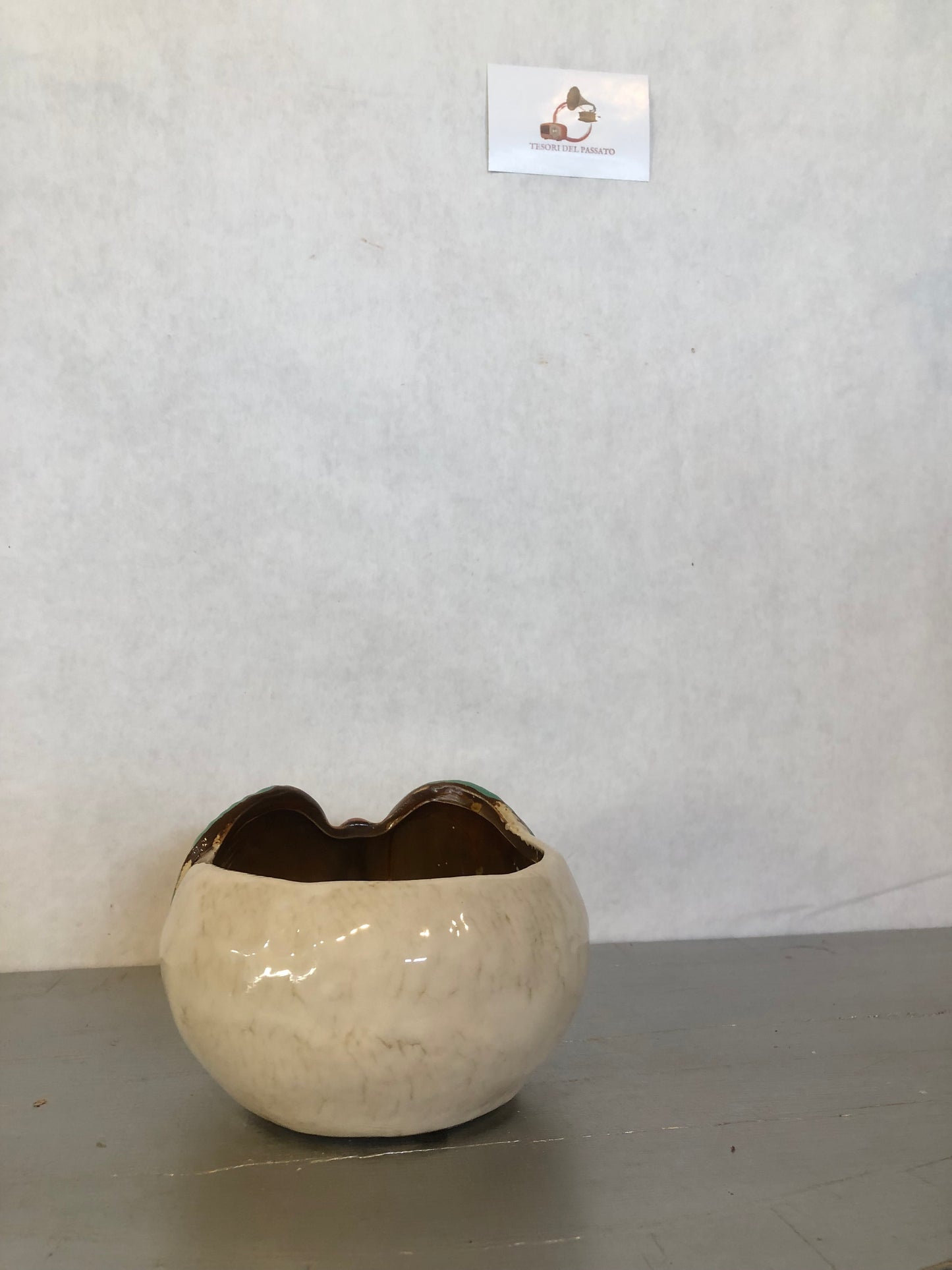 Vasetto Gufo in Ceramica – Porta Piantine Decorativo Verde e Giallo