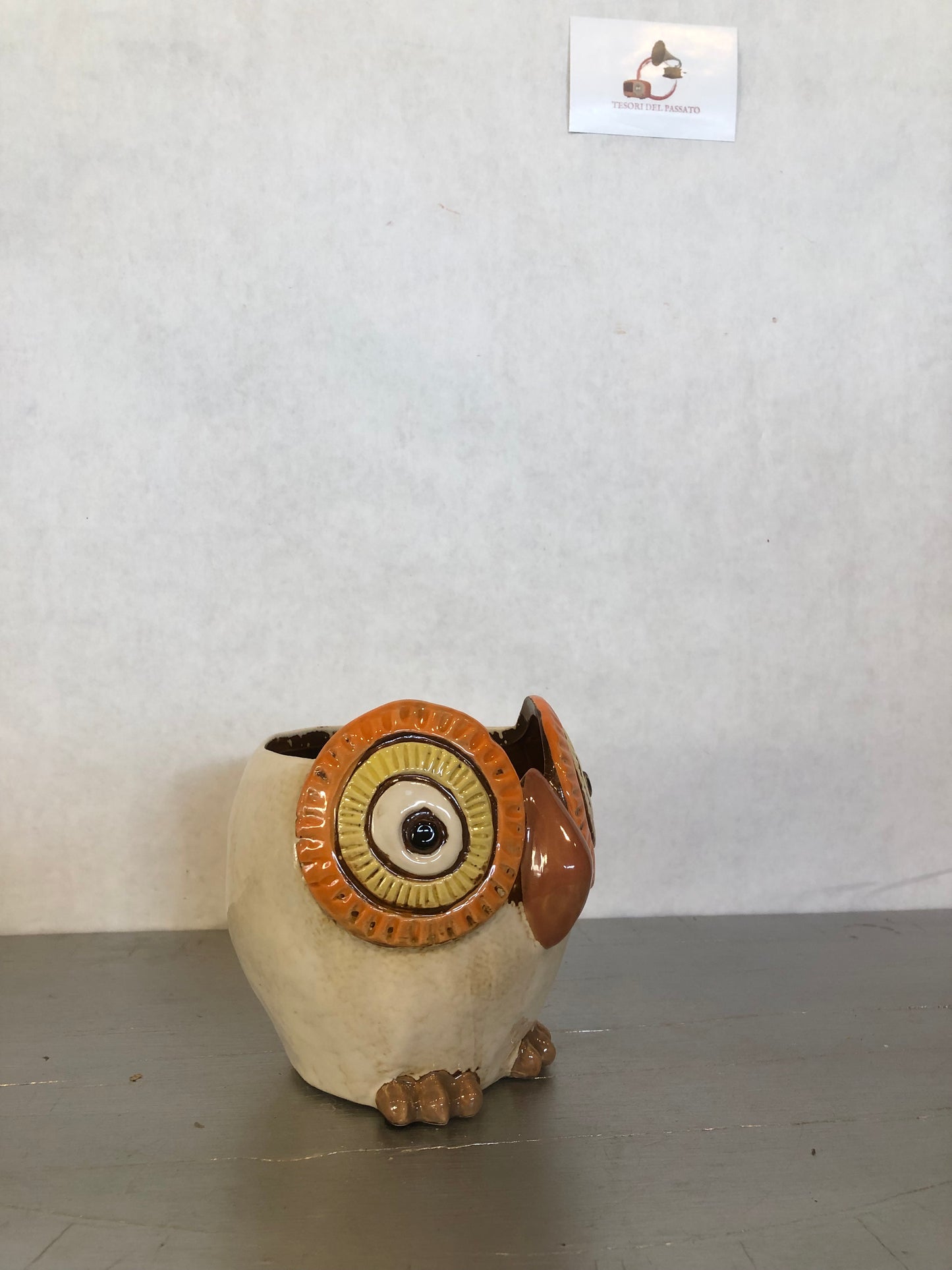 Vaso in Ceramica Gufo – Porta Piantine Decorativo con Occhi Grandi