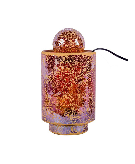 Fontana da tavolo in mosaico di vetro con sfera decorativa. Fontanella zen da interno ideale per casa, soggiorno, studio e relax.