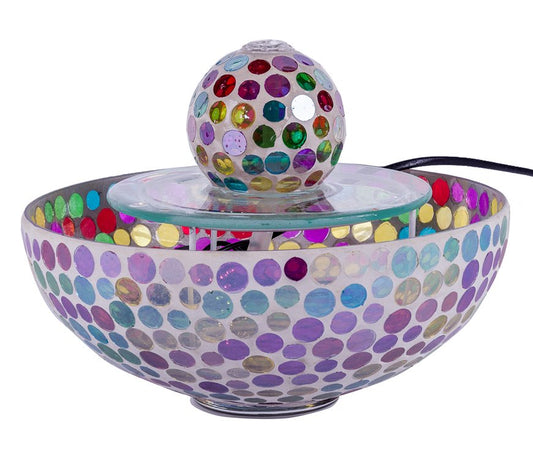 Fontana da Tavolo in Mosaico Colorato con Sfera – Fontanella Zen Decorativa