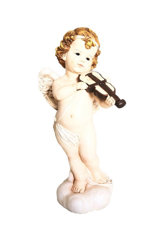 Statuetta Angelo Musicista con Violino – Cherubino Decorativo con Ali