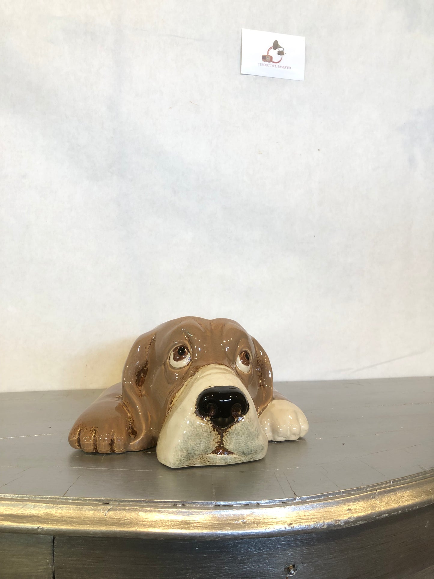 Vasetto Cane in Ceramica – Porta Piantine Decorativo Cucciolo Marrone