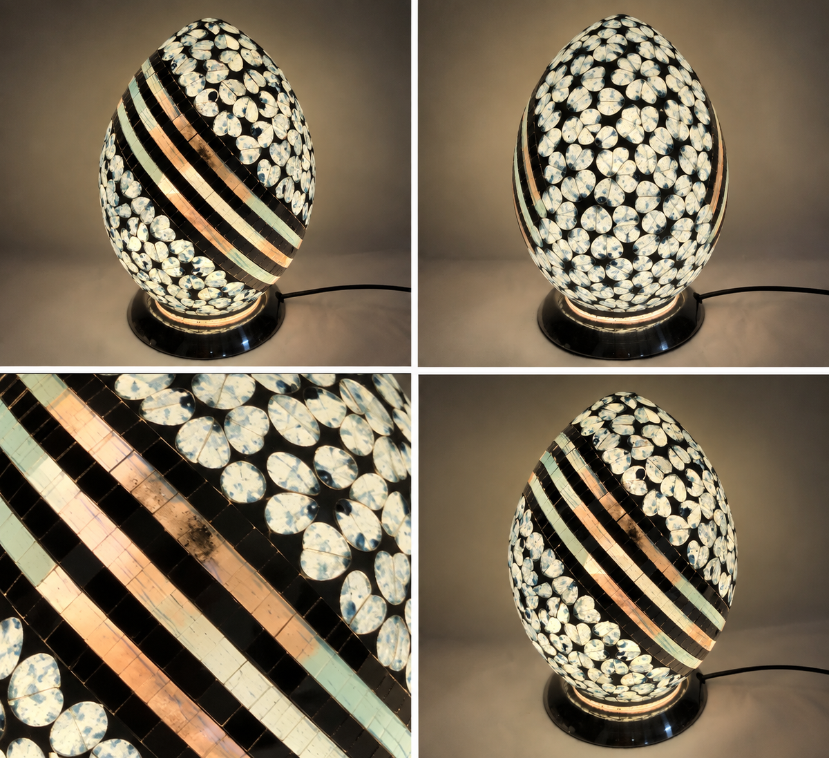 Lampada da Tavolo a Uovo in Mosaico di Vetro – Abat Jour Decorativa