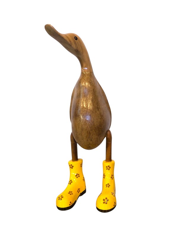 Papera in Legno con Stivali Gialli – Decorazione Artigianale Country per Casa
