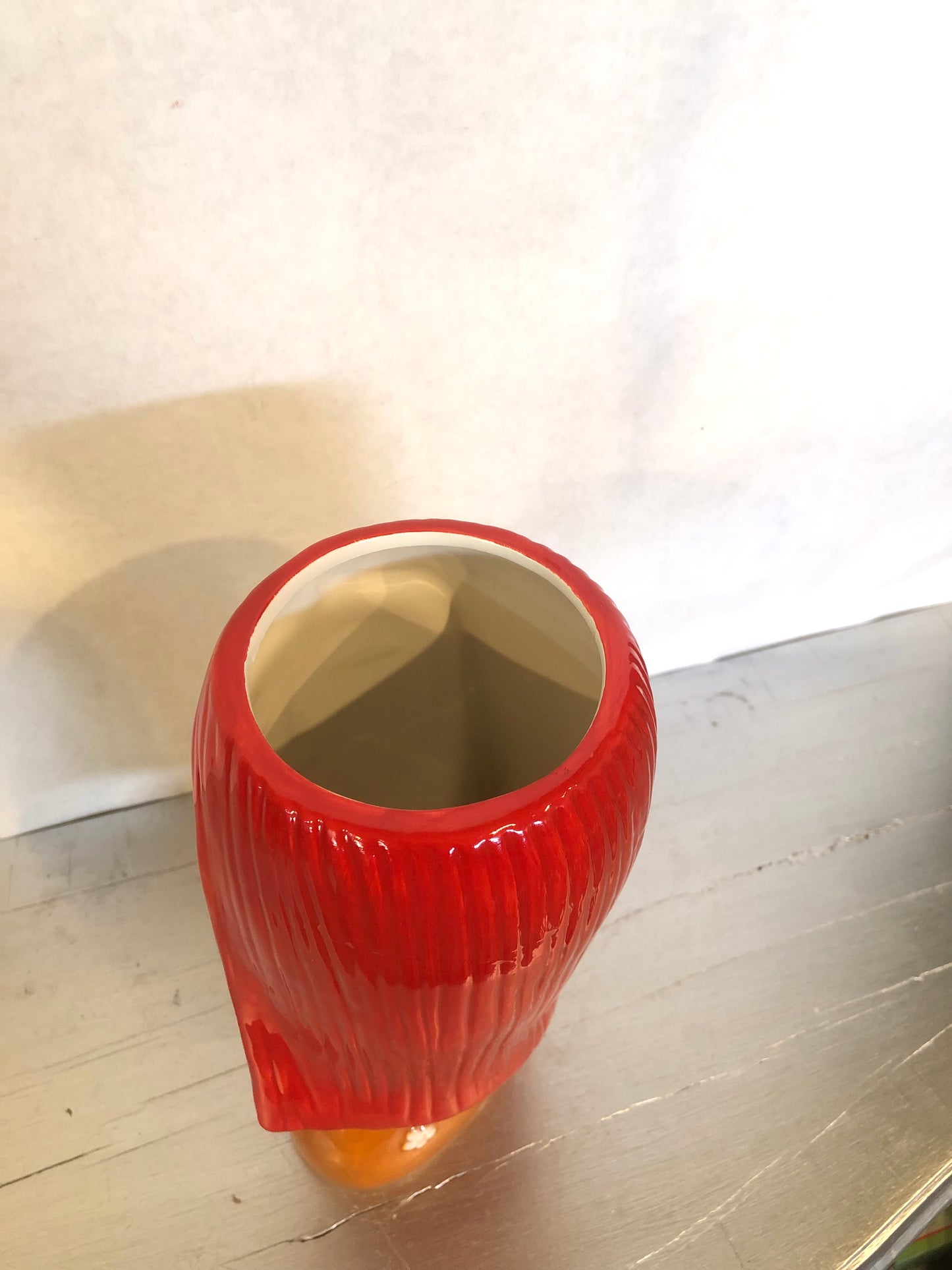 Vaso Volto Donna in Ceramica – Testa Decorativa Capelli Rossi Moderno Design