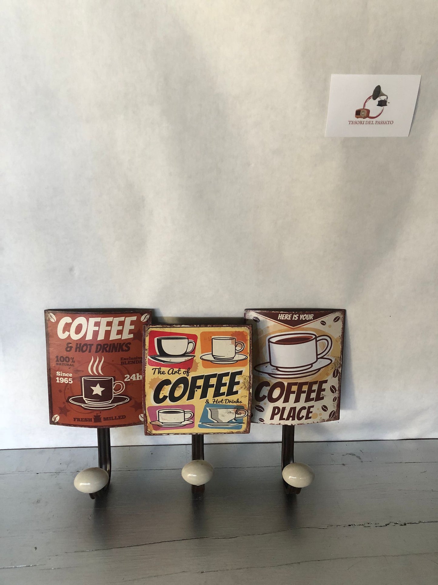 Appendino da Parete Coffee in Metallo – Stile Vintage Caffetteria Retró