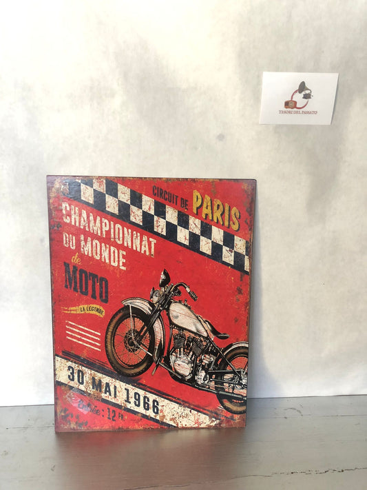 Targa Vintage in Metallo Moto da Corsa – Insegna Retrò Circuit de Paris 1966