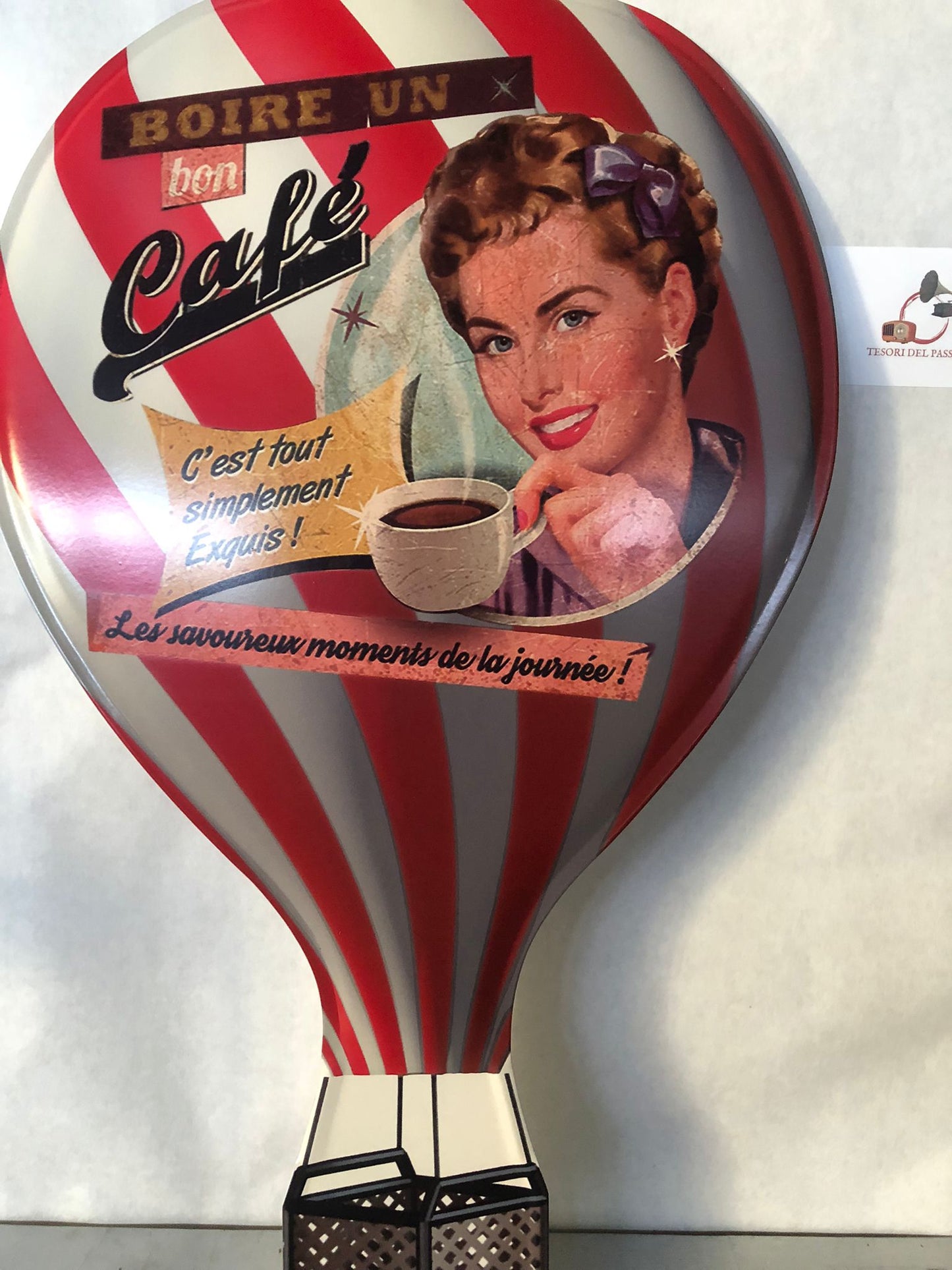 Targa Mongolfiera Vintage in Metallo – Pubblicità Retrò Caffè – Arredo Cucina e Bar