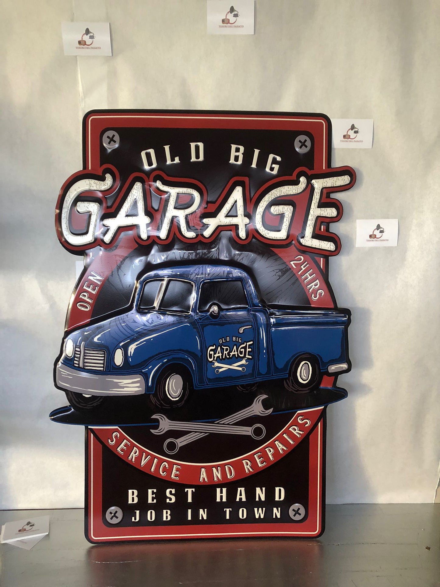 Insegna Garage Vintage in Metallo – Old Big Garage Service & Repairs