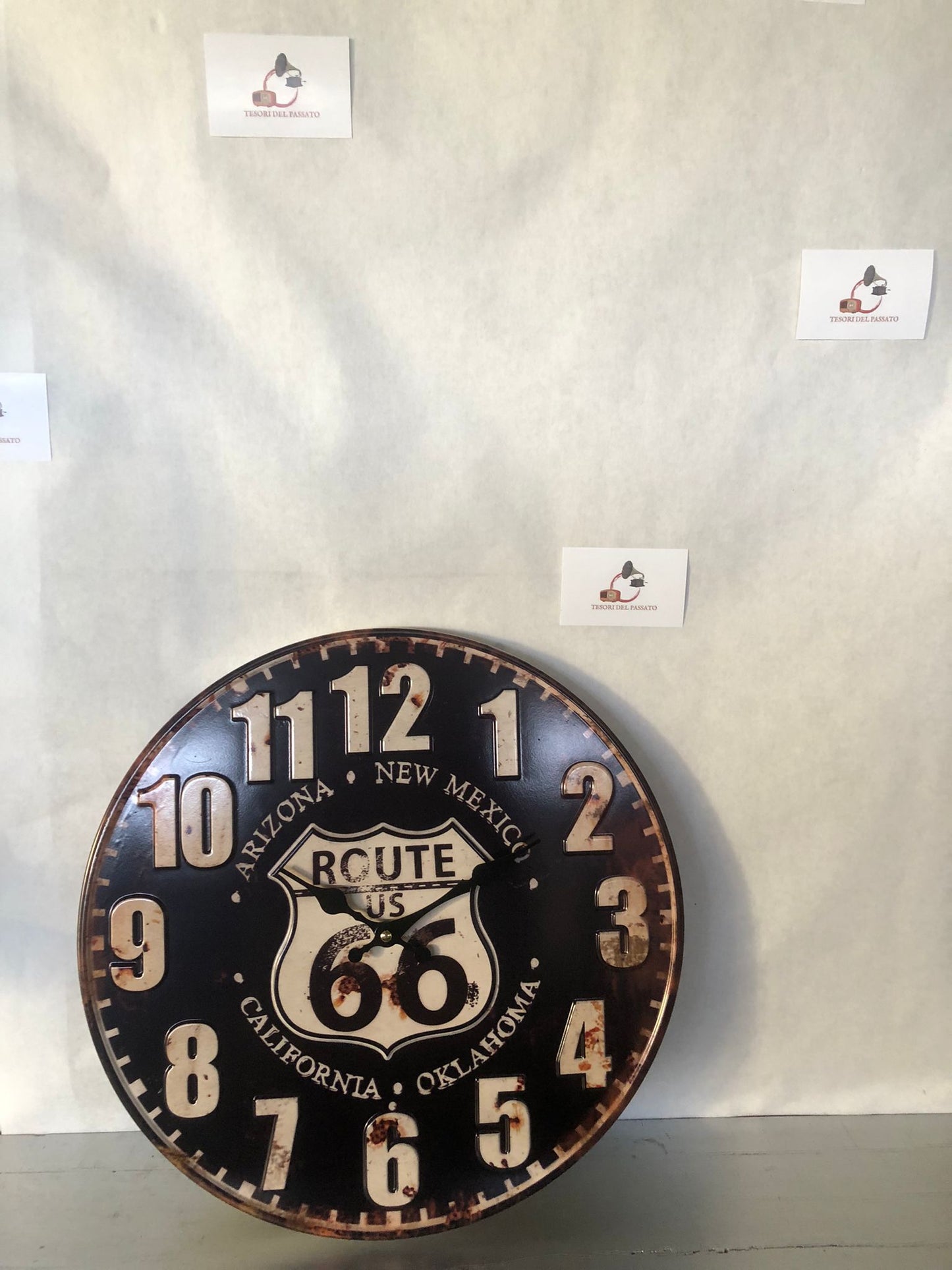 Orologio da Parete Vintage Route 66 – Orologio Rotondo Stile Americano Retrò per Casa e Locali