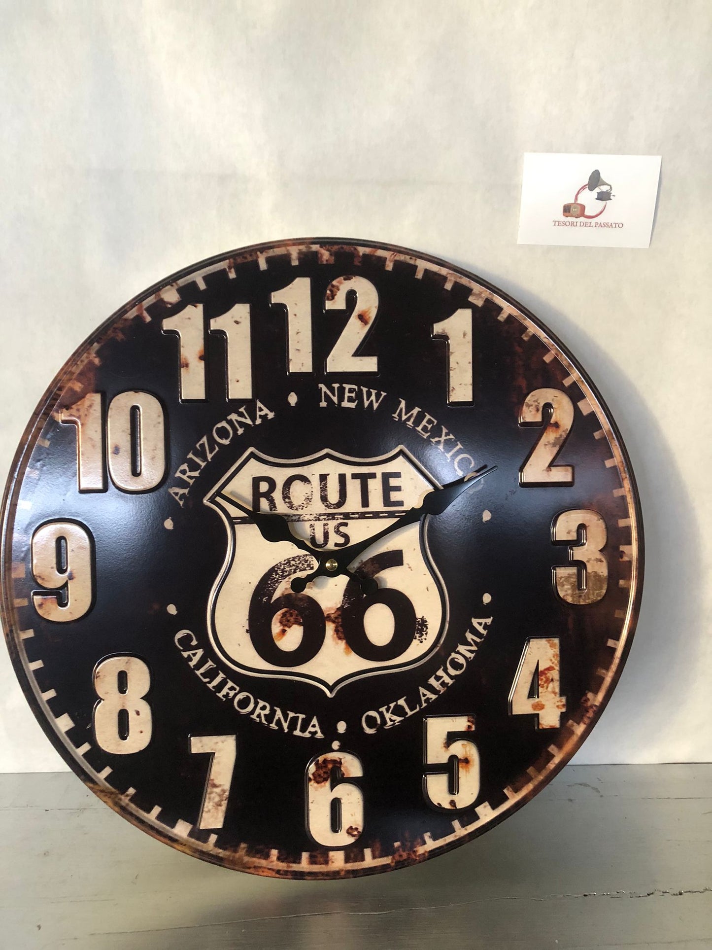 Orologio da Parete Vintage Route 66 – Orologio Rotondo Stile Americano Retrò per Casa e Locali