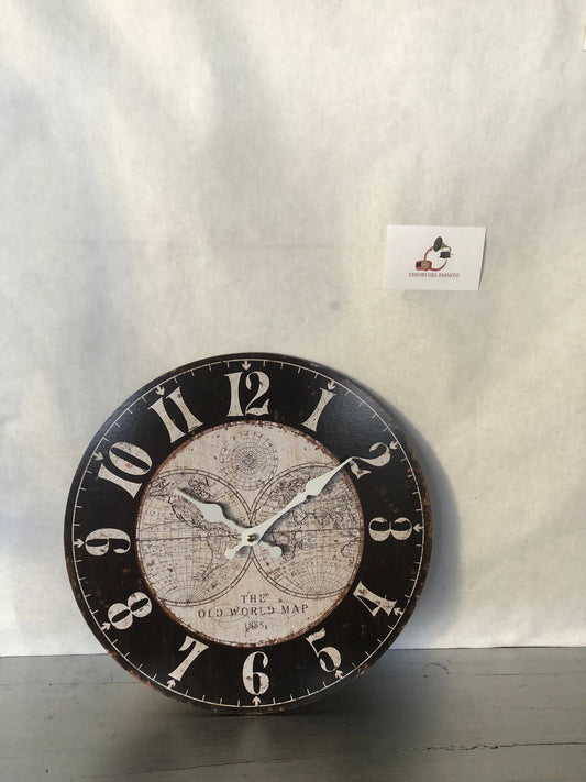 Orologio da parete vintage mappa del mondo – Stile antico, decorazione casa e ufficio