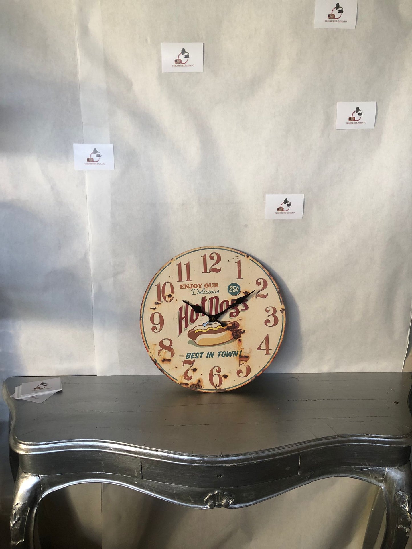 Orologio vintage da parete Hot Dog – Stile retrò americano anni ’50