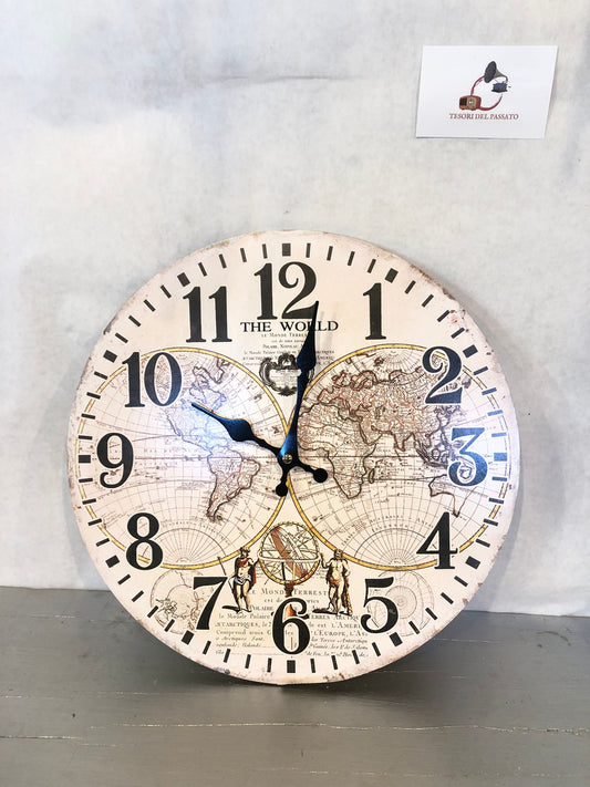 Orologio da parete mappa del mondo vintage – Arredo classico e decorativo