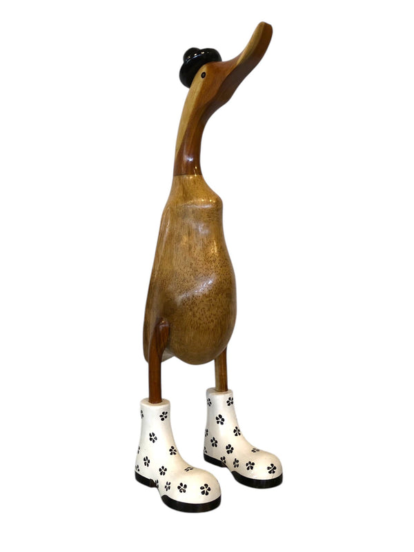 Papera in Legno Artigianale con Stivaletti Bianchi – Decorazione Country Chic