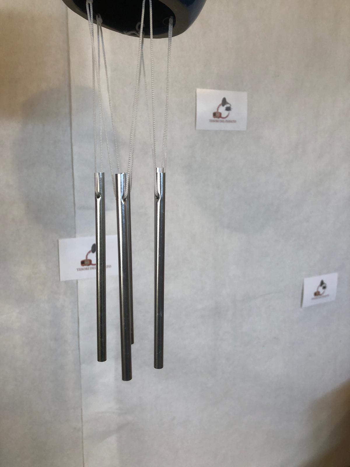 Pendaglio a Vento Gufo Blu in Ceramica – Decorazione da Giardino con Suono Armonioso