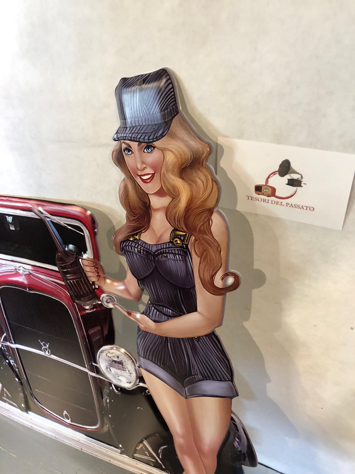 Cartello Pin-Up Hot Rod – Insegna Vintage Auto d’Epoca Retrò