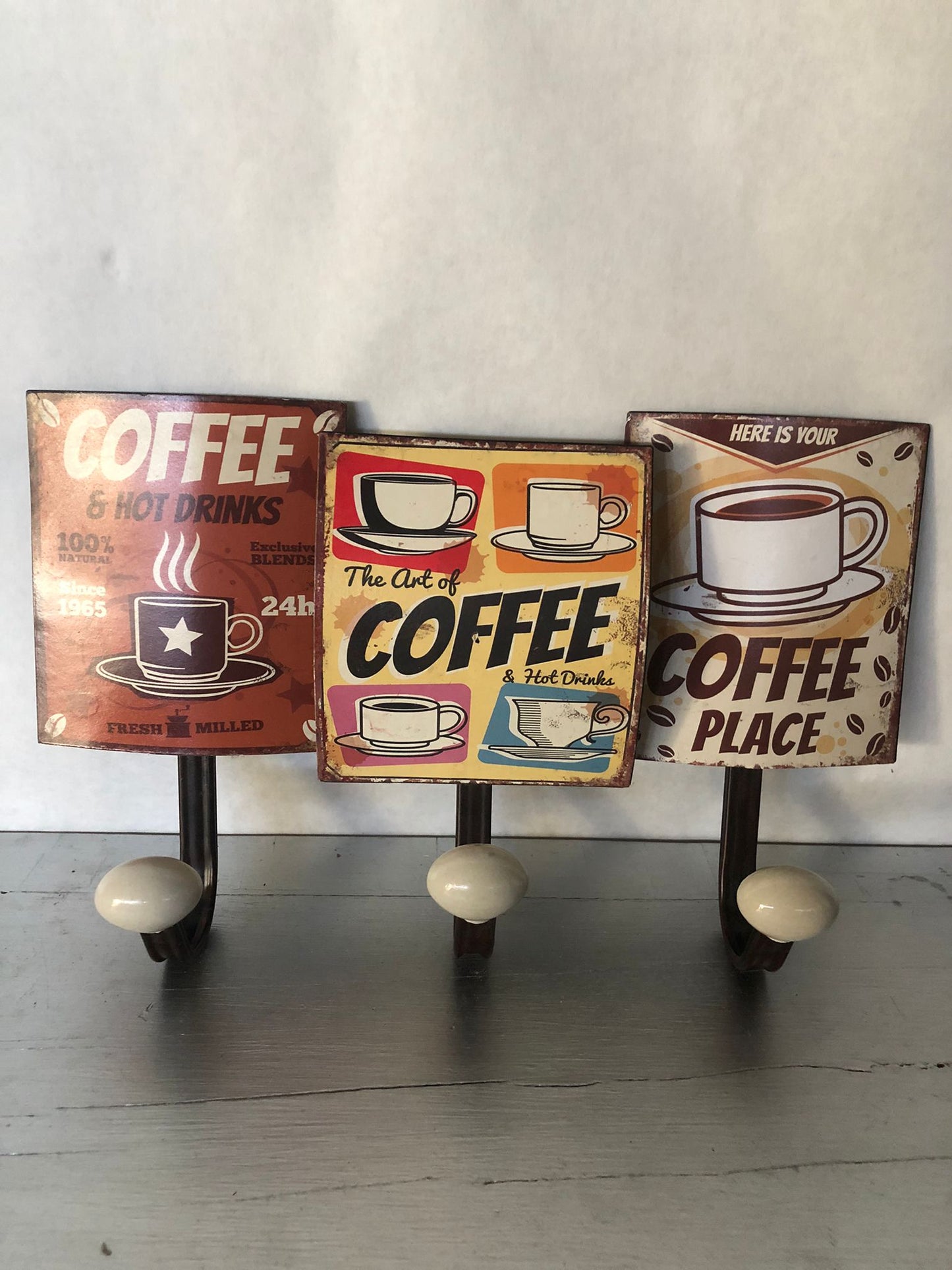 Appendino da Parete Coffee in Metallo – Stile Vintage Caffetteria Retró