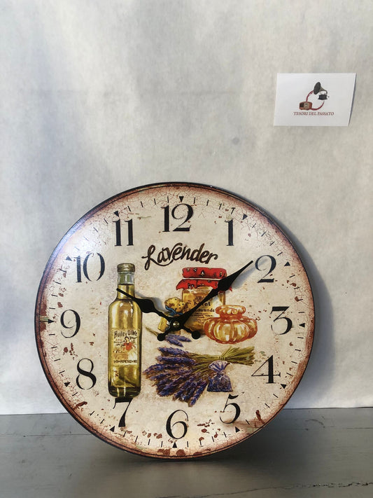 Orologio da parete vintage shabby chic con lavanda – orologio decorativo cucina e soggiorno  Descrizione SEO:
