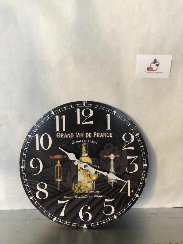 Orologio da parete vintage Grand Vin de France – Stile francese, cucina e soggiorno elegante