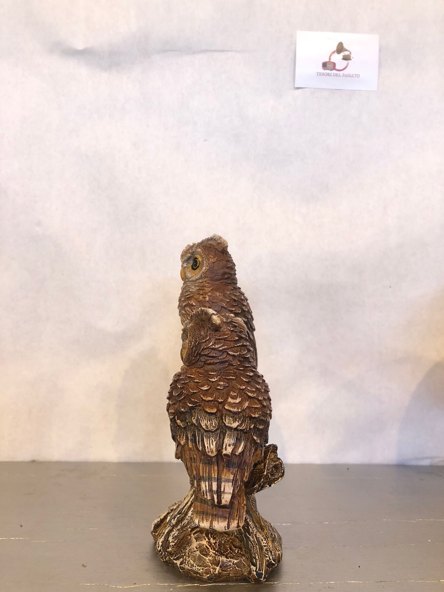 Statuetta Decorativa Gufi su Ramo – Soprammobile Gufo in Resina Realistica per Casa e Ufficio