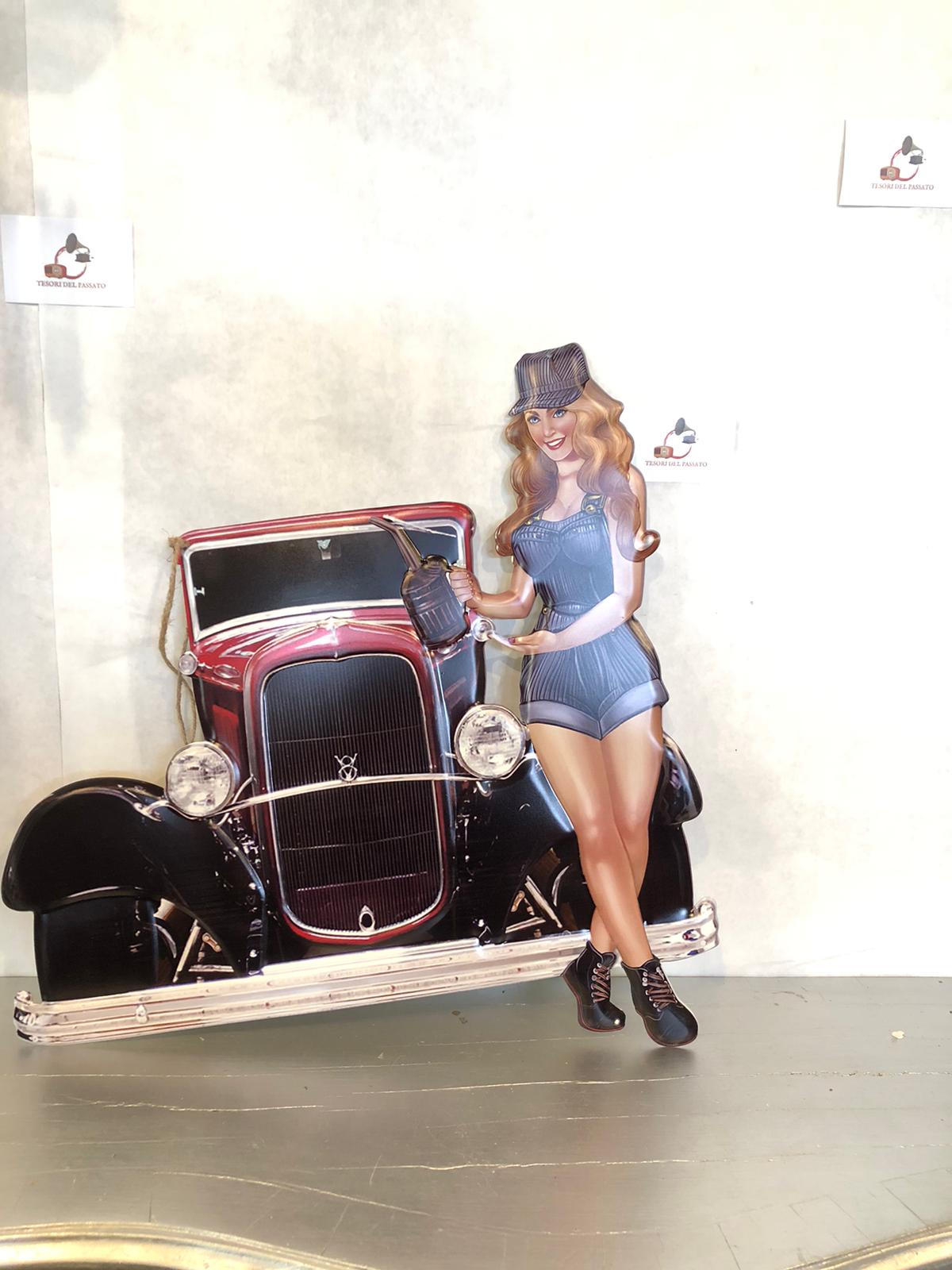 Cartello Pin-Up Hot Rod – Insegna Vintage Auto d’Epoca Retrò