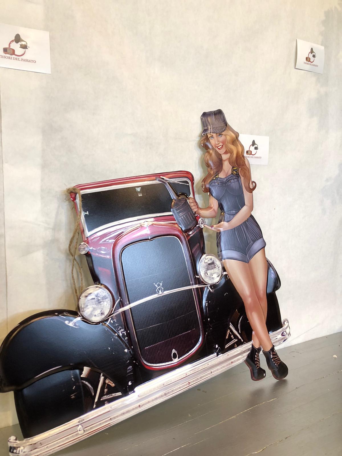 Cartello Pin-Up Hot Rod – Insegna Vintage Auto d’Epoca Retrò