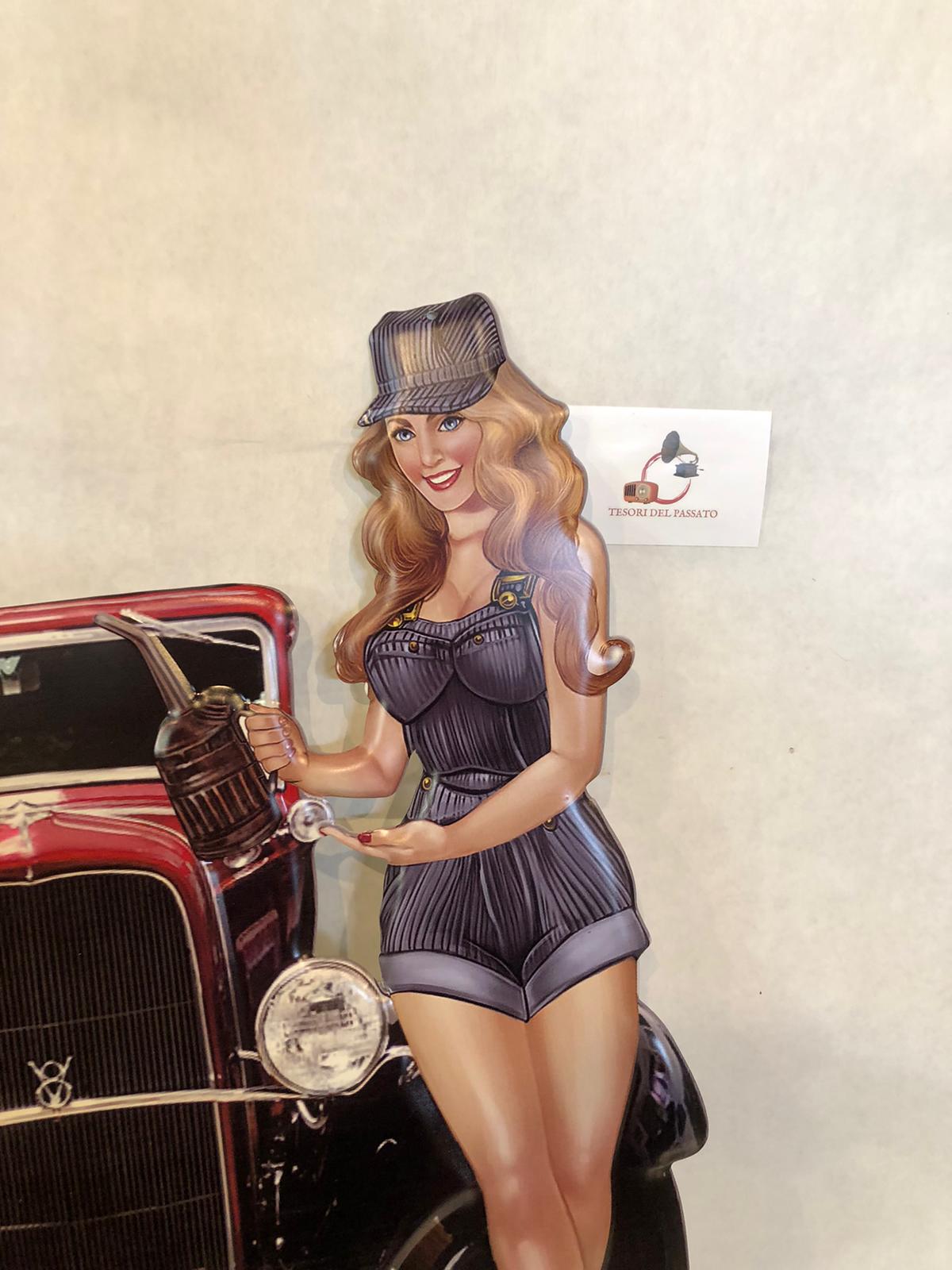 Cartello Pin-Up Hot Rod – Insegna Vintage Auto d’Epoca Retrò