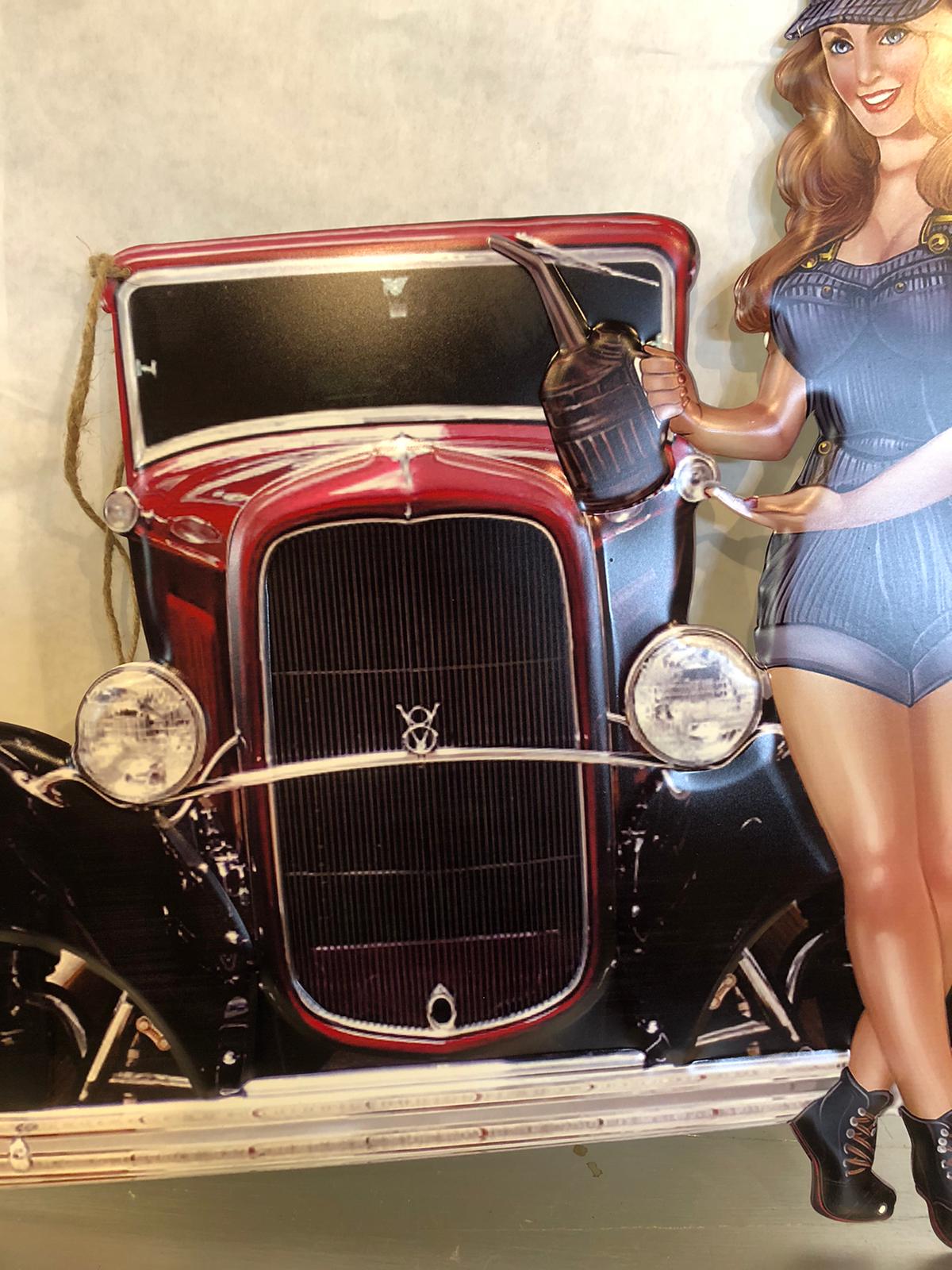 Cartello Pin-Up Hot Rod – Insegna Vintage Auto d’Epoca Retrò