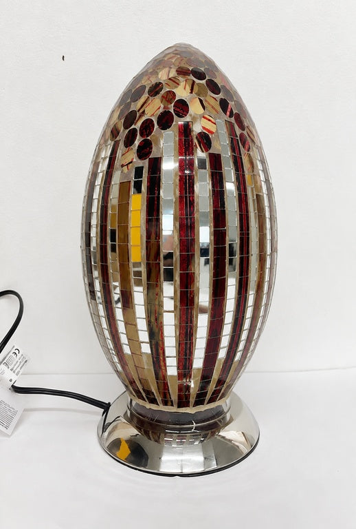 Lampada a Uovo con Mosaico Rosso e Argento arredo